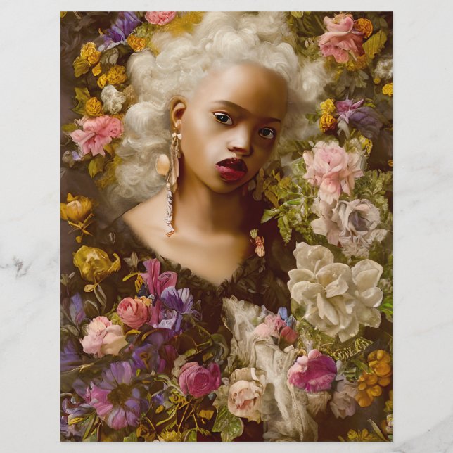 Flor Entre Flores Papel de Scrapbook Antigo (Frente)