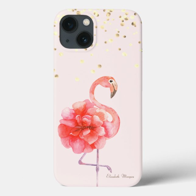 Flor Flamingo Rosa, Confetti Dourado (Verso)