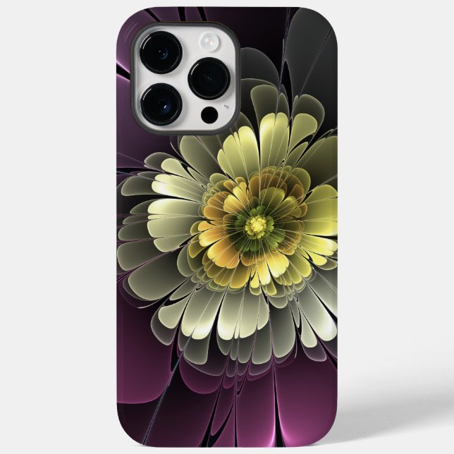 Flor Fractal Abstrata Moderna Purpur Khaki Cinza (Verso)