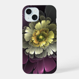 Flor Fractal Abstrata Moderna Purpur Khaki Cinza