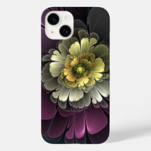 Flor Fractal Abstrata Moderna Purpur Khaki Cinza