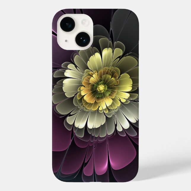 Flor Fractal Abstrata Moderna Purpur Khaki Cinza (Verso)