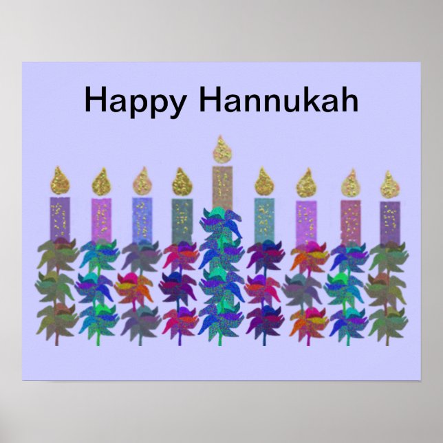 Flor Hannukah Menorah Impressão (Frente)