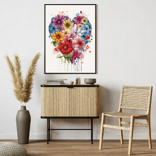 Flor Heart Modern Art Poster
