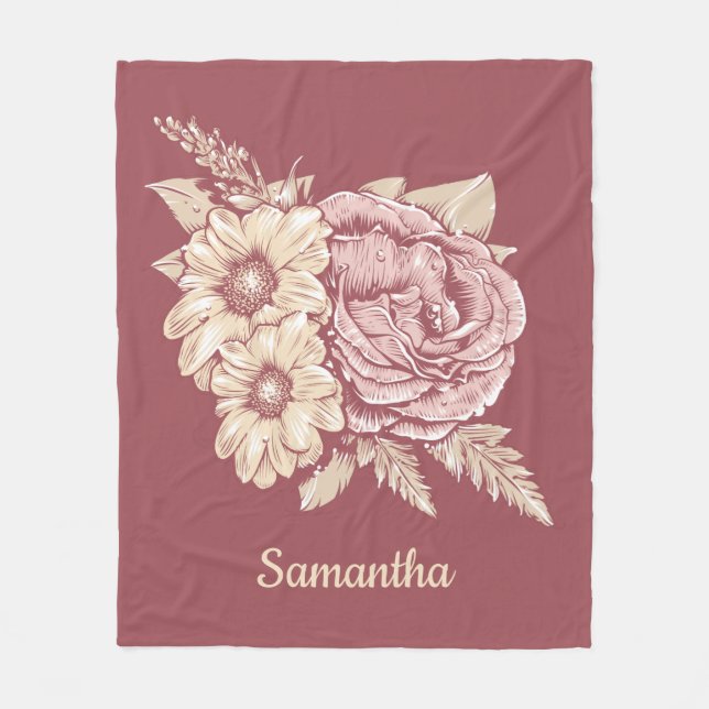 Flor Ilustração personalizada de cobertores de fol (Frente)