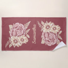 Flor Ilustração personalizada toalha de praia