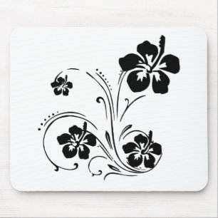 Flor ilustrada preto e branco Mousepad