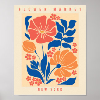 Flor Market New York Retro Floral Impressão