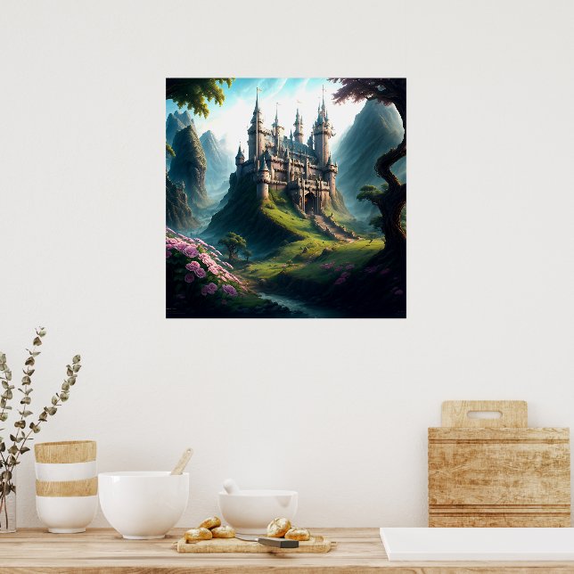 Flor Meadow Castle Poster (Cozinha)