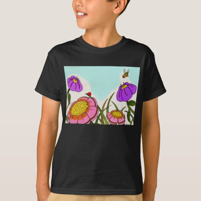 Flor Meadow Kids Dark T-shirt (Frente)