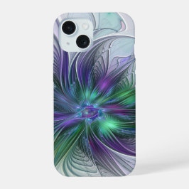 Flor Moderna Abstrata Fractal Roxa Verde
