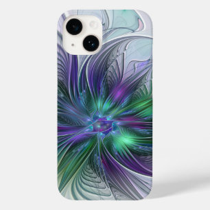 Flor Moderna Abstrata Fractal Roxa Verde