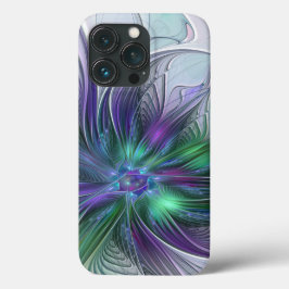 Flor Moderna Abstrata Fractal Roxa Verde