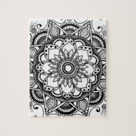 Flor Negra e Branca Mandala Art Quebra-cabeça