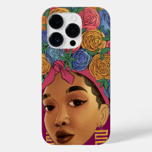 Flor no cabelo menina afro-americana