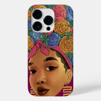 Flor no cabelo menina afro-americana