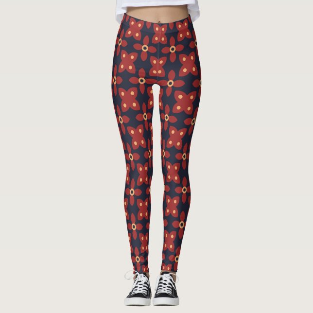 Flor-Padrão Belos Flores Leggings Premium (Frente)