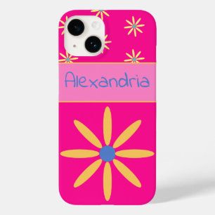 Flor Retro Rosa Quente Personalizado