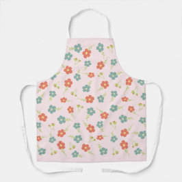 Flor Rosa e Azul Apron - Estilo Floral Fresco