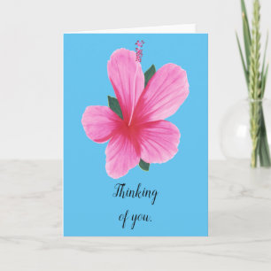 Flor rosa Hibiscus Pensando em suas Cartões