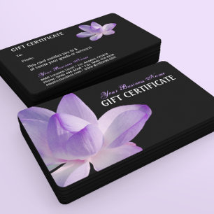 Flor roxa de Lotus no certificado de presente