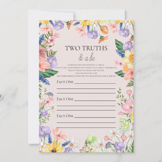 Flor Selvagem Duas Verdades E Um Cartão De Bebê Me (Frente)