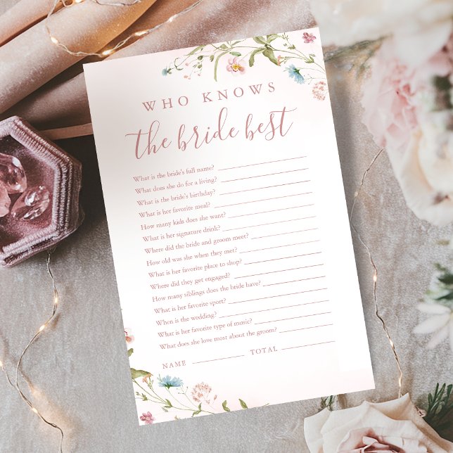Flor Silvestre Rosa quem conhece melhor o jogo da  (Pink Wildflower who knows the bride best game)