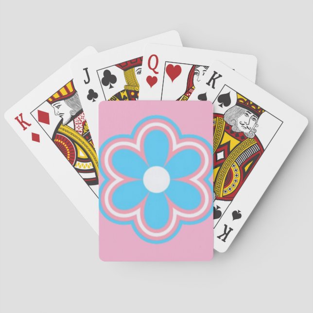 flor trans em fundo rosa em cartas de baralho (Verso)