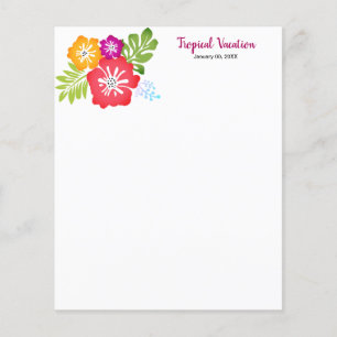 Flor tropical e folhas de papel para marcação