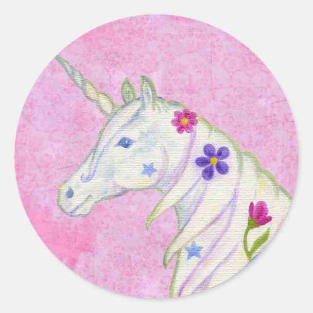 Flor Unicorn no adesivo rosa (Frente)