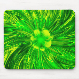 Flor Verde das Linhas Abstrato do Mousepad