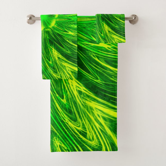Flor Verde das Linhas de Abstrato de Toalha (Insitu)