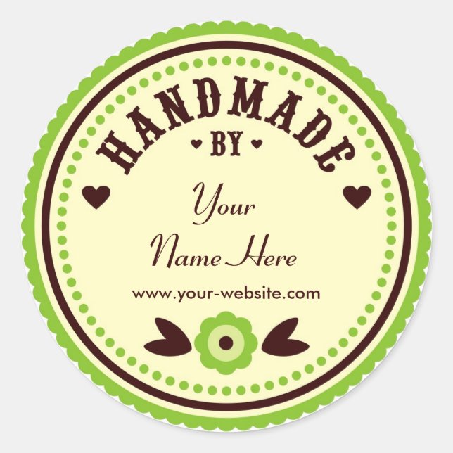 Flor Verde Feita À Mão Por Autocolantes Personaliz (Frente)