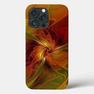 Flor verde-laranja-abstrato Vermelho Castanho-Cast