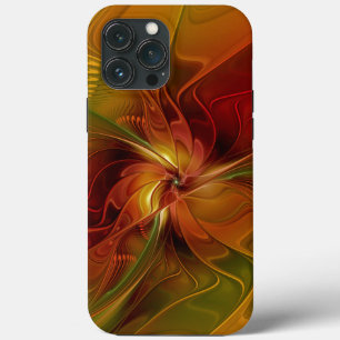 Flor verde-laranja-abstrato Vermelho Castanho-Cast