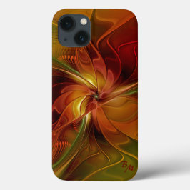 Flor verde-laranja-abstrato Vermelho Castanho-Cast