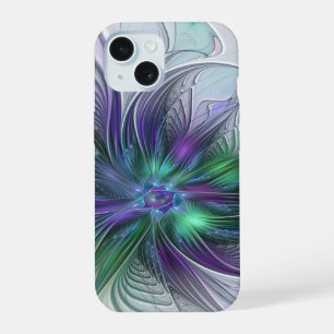 Flor Verde Roxo Moderna Abstrato de Arte Fractal