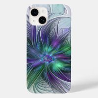 Flor Verde Roxo Moderna Abstrato de Arte Fractal