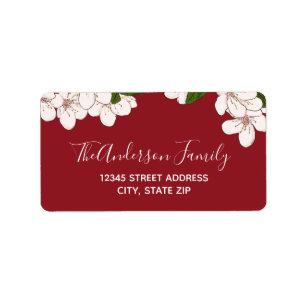 Flor Vermelho de Cereja - Etiqueta de Endereço