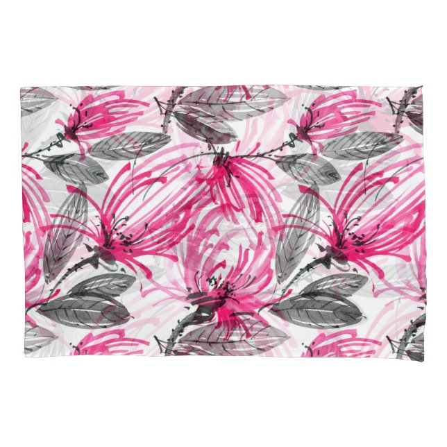 Flor Vermelho Oriental: Padrão de Aquarela. (Frente)