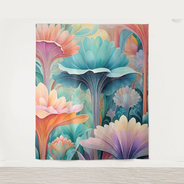 Flora 2 Pastel Floral Tapeçaria (Frente)