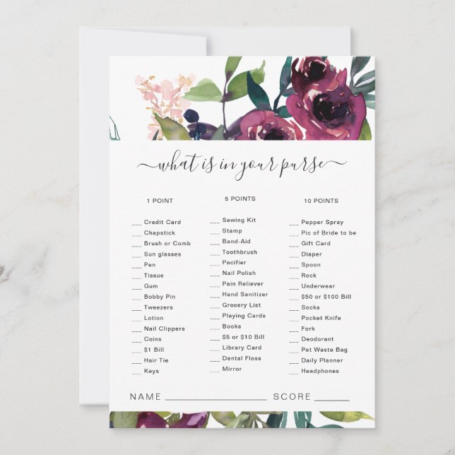 Flora Borgonha Rosa O que há no seu cartão de jogo (Frente)