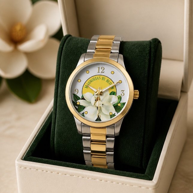 Floração de Magnólia | Elegante Relógio Feminino d (Criador carregado)