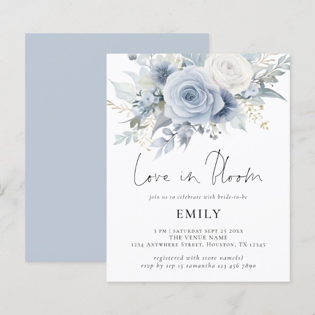 Florais Azuis de Orçamento Adoráveis em Chá de pan (Frente/Verso)