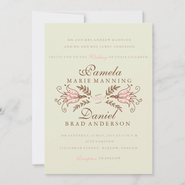 Florais Brancos - Convites De Casamento (Frente)