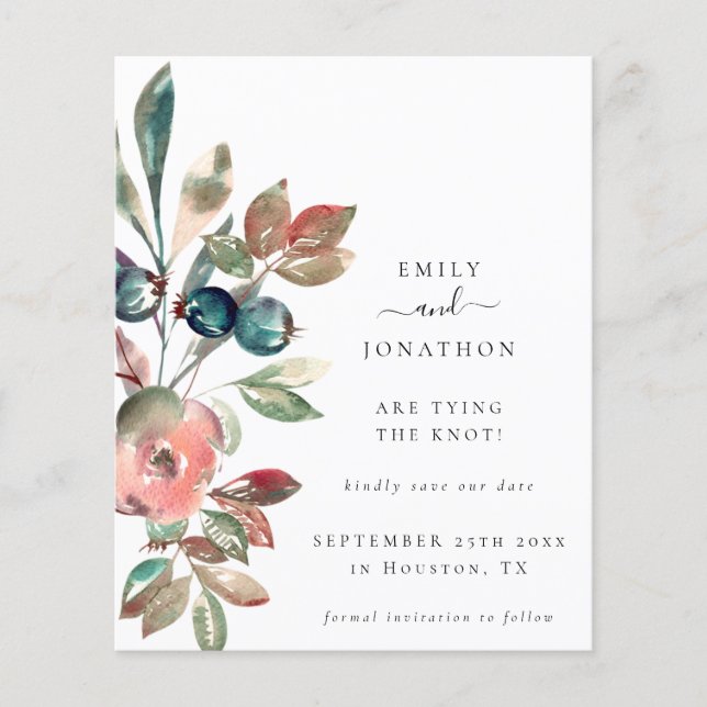 Florais Cor-De-Rosa De Orçamento Código QR Casamen (Frente)