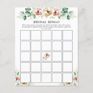 Florais cor-de-rosa Jogo do Bingo Chá de panela Ve