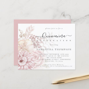 Florais Cor-de-Rosa Quinceañera Convite