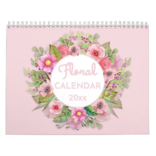 Florais de Aquarela com Calendário de Cotações 