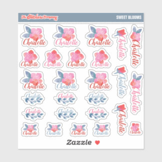 Florais de Aquarela Etiquetas de Nome Personalizad
